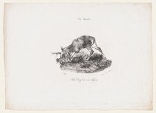 A Deer and a Lynx, 1834. Creator: Antoine-Louis Barye.