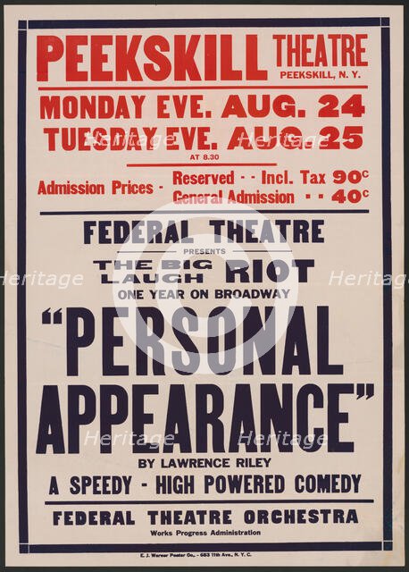 Personal Appearance 1, Peekskill, NY, [1930s]. Creator: Unknown.