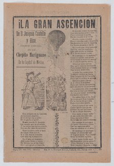Broadsheet relating to the adventures of Don Joaquin Cantolla y Rico who travels in a hot ..., 1902. Creator: José Guadalupe Posada.