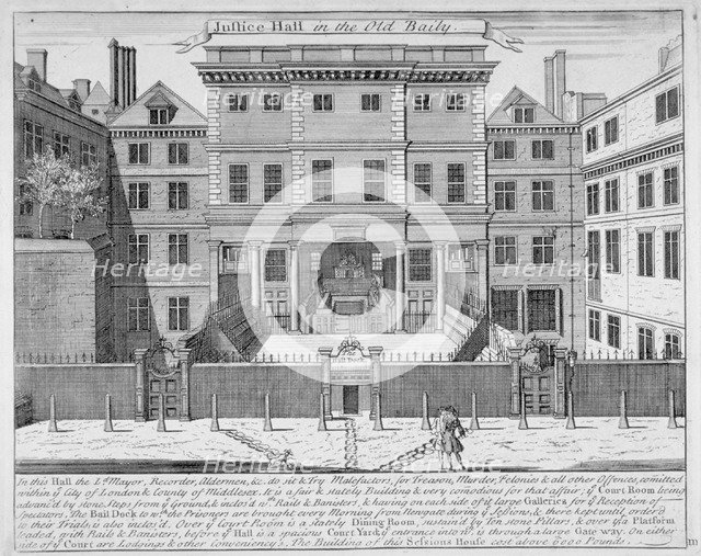 Justice Hall, Old Bailey, City of London, pre 1737 (1740). Artist: John Bowles