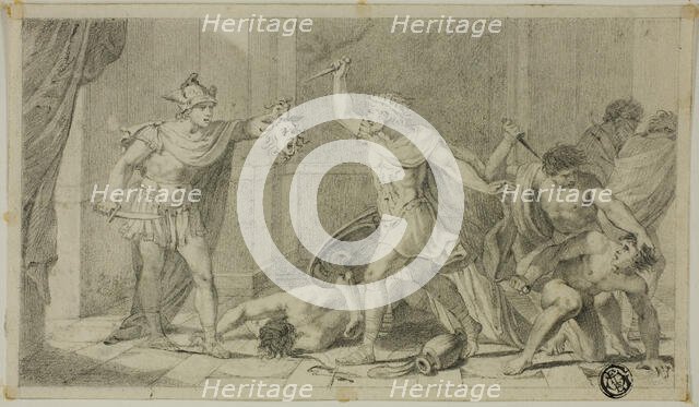 Perseus Confronting Phineas and his Followers with Head of Medusa, 18th century. Creator: Unknown.