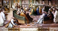 Second Council of Nicaea, held in 787 under Pope Adrian I and the reign of Constantine VI, fresco…