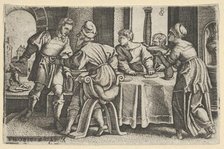 Tobias Leaving the Table, from The Story of Tobias, 1543. Creator: Georg Pencz.