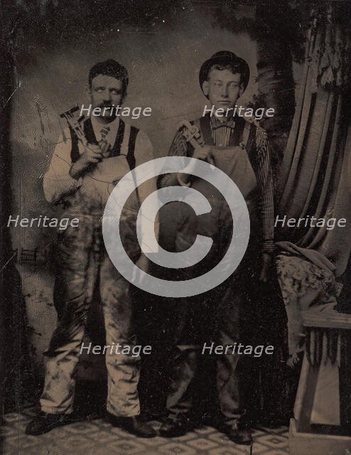 Two Plumbers in Overalls, 1880s. Creator: Unknown.