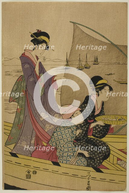 Women on a Fishing Boat, c. 1780/1800. Creator: Chokosai Eisho.