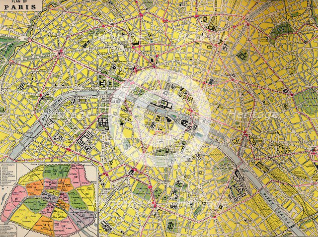 'Plan of Paris - Central District of the City of Light', c1930s. Artist: Unknown.