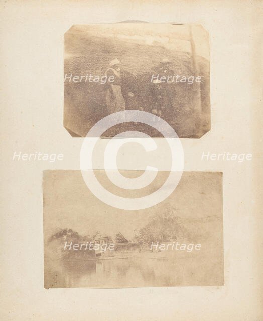 Bearer, Little Marlin, Self [Captain Hill], Garden, Umballa; Tank, Umballa City, 1850s. Creator: Unknown.