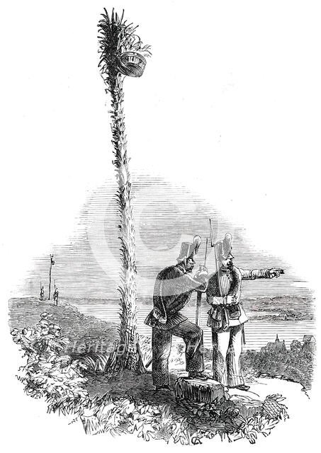 The War in Schleswig - Holstein Chasseurs and Night Fire - Signal Post, 1850. Creator: Unknown.