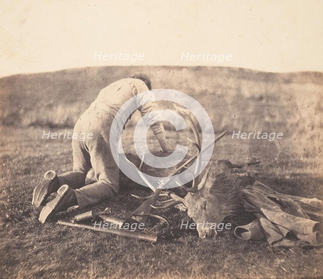 Jack Gralloching a Stag, ca. 1856-58. Creator: Horatio Ross.