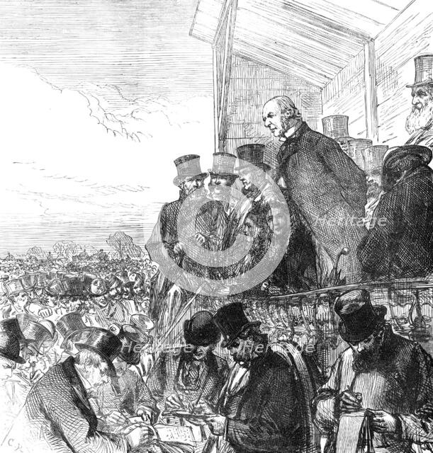 The General Election: Mr. Gladstone addressing the electors of Greenwich on Blackheath, 1874. Creator: Unknown.