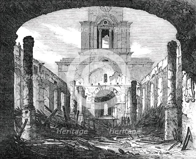 The Ruins [of St. Anne's Church], sketched from the East End, 1850. Creator: Unknown.