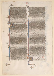 Manuscript Leaf from a Bible, ca. 1280-1300. Creator: Unknown.