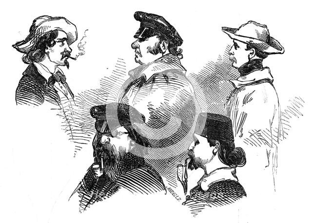 Steam-boat passengers on the Rhine, 1845. Creator: Unknown.