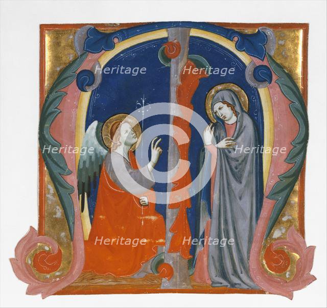 Annunciation in an Initial M, ca. 1310-15. Creator: Maestro Daddesco.