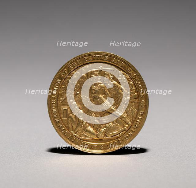 Medal: In Commemoration of the Battle and Massacre of Wyoming, 3 July 1778 (obverse), 1878. Creator: Unknown.