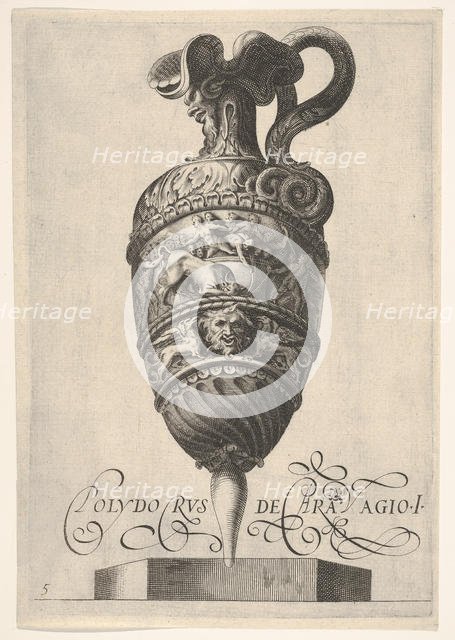 Vessel with grotesque masks, griffins, and a frieze populated by a bull and men in..., ca 1550-1600. Creator: Unknown.