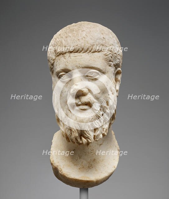 Head of Plato (worked for insertion into a statue), mid-3rd century A.D. Creator: Unknown.