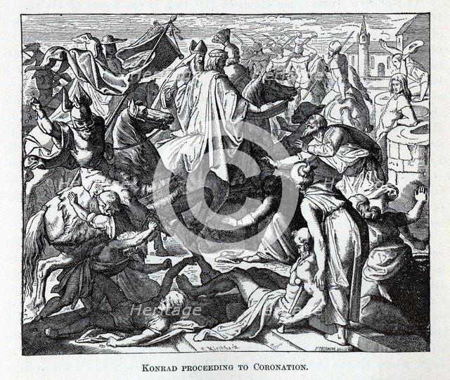 Konrad proceeding to Coronation, 1882. Artist: Obermann, Carl Ferdinand (1823-1910)