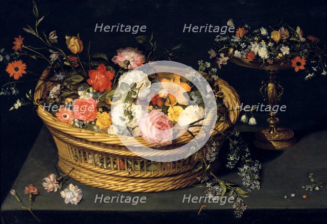 'Flower Basket and Goblet in Gilded Silver', still life, 17th Century. Artist: Jan Bruegel the Younger