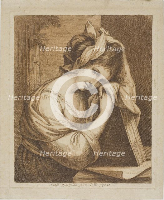 Woman Resting Her Head on a Book, 1770. Creator: Angelica Kauffman.
