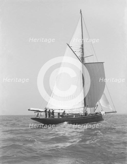 The cutter 'Monara' under sail, 1914. Creator: Kirk & Sons of Cowes.