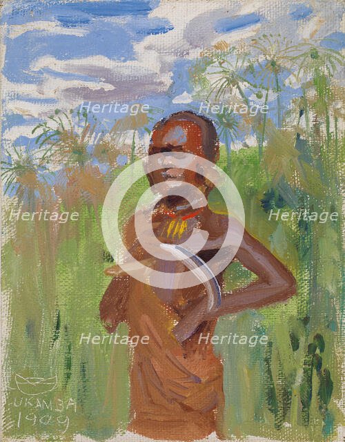 Kikuyu in Papyrus Reeds, 1909. Creator: Akseli Gallen-Kallela.