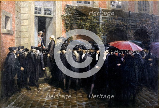 Third Estate representatives locked out of the assembly room Hôtel des Menus-Plaisirs in Versailles,