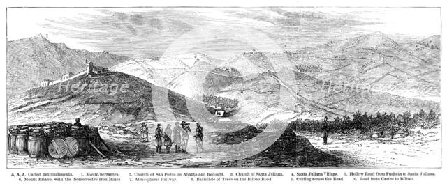 The Civil War in Spain...centre positions of the Carlists: from the advanced post of Pucheta, 1874. Creator: Unknown.