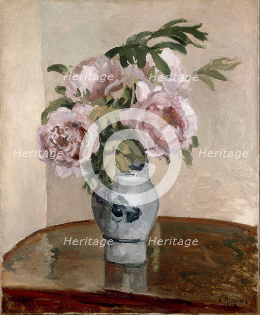 Bouquet of Pink Peonies, 1873. Artist: Camille Pissarro.