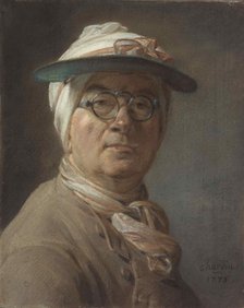 Self-Portrait with an Eyeshade, 1775. Creator: Chardin, Jean-Baptiste Siméon (1699-1779).