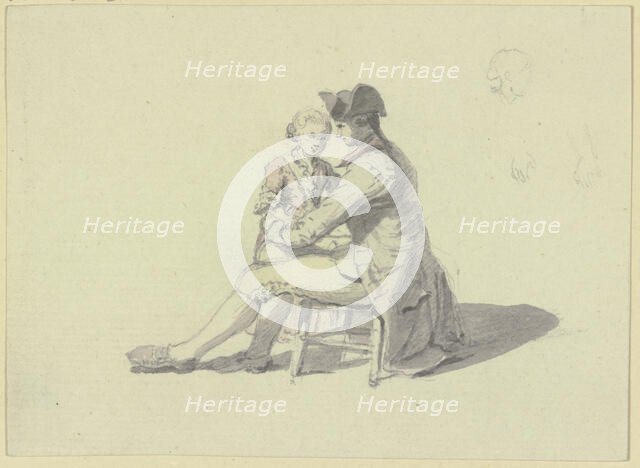 A man sitting on a chair talking to a boy. Creator: Johann Ludwig Aberli.