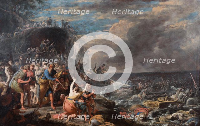 The Israelites crossing of the Red Sea, Mid of 17th cen.. Creator: Gargiulo, Domenico (1609-1675).