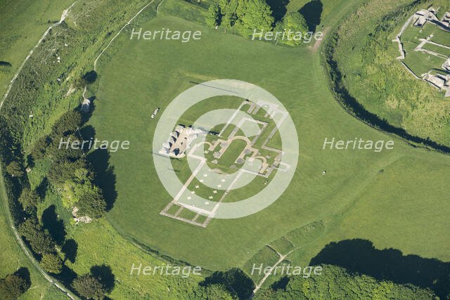 Remains of cathedral at Old Sarum, near Salisbury, Wiltshire, 2017. Creator: Damian Grady.