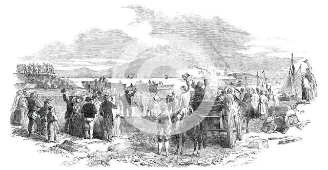 Departure of the "Viceroy" Steamer from the Dock Quay, Galway, 1850. Creator: Unknown.