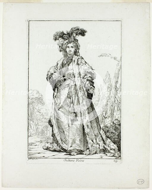 Sultane Reine, plate 29 from Caravanne du Sultan à la Mecque, 1748. Creator: Joseph-Marie Vien the Elder.