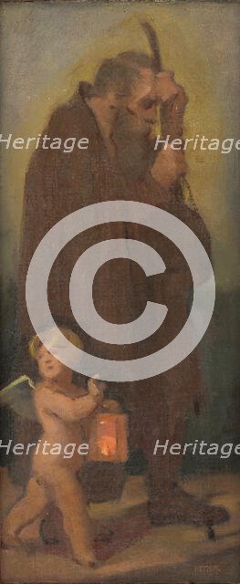 Study of Pilgrims with a Guardian angel - Ahasver, 1910-1930. Creator: Milan Thomka Mitrovsky.