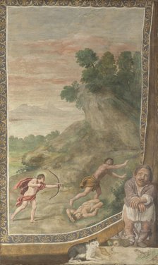 Apollo killing the Cyclops (Fresco from Villa Aldobrandini), 1617-1618. Artist: Domenichino (1581-1641)