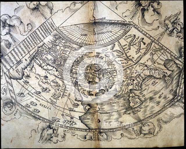 Mapa Mundi. In'Geographiae Universae', 1596. Creator: Ptolomeo, Claudio. (90-168).