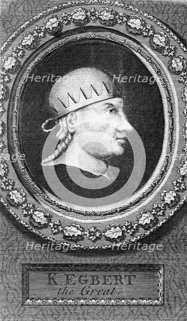 King Egbert of Wessex, first king of all England.Artist: George Vertue