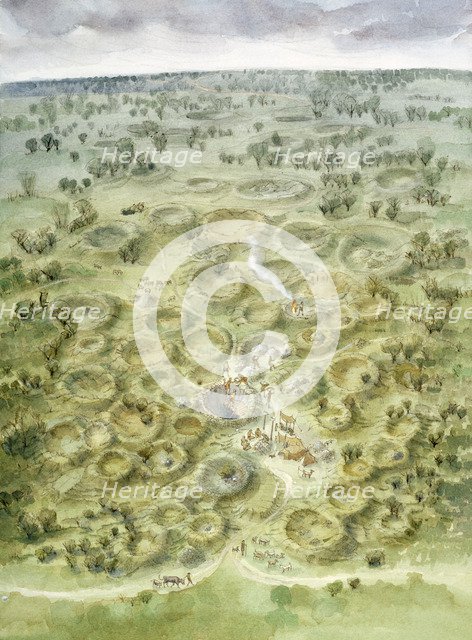 Grimes Graves, c2000 BC, (c1990-2010).  Artist: Judith Dobie.