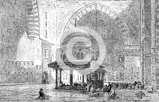 Royal Soc. Painters in Water Colours: "Int. Mosque of Sultan Hassan, Cairo" - E. A. Goodall, 1890. Creator: Unknown.