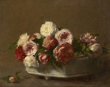 Roses In A Porcelain Planter, c1875-1900. Creator: Victoria Dubourg.