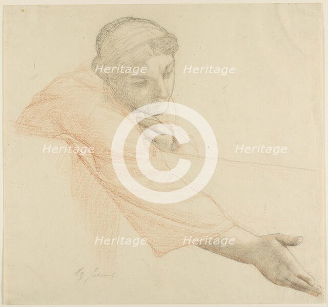 Woman Reaching Over a Wall, study for The Life of Saint Louis, King of France, c. 1878. Creator: Alexandre Cabanel.