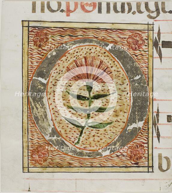Decorated Initial "O" with Flowers from a Manuscript, n.d. Creator: Unknown.