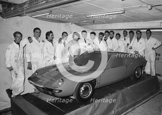 1966 Lotus Europa Series 1 prototype in factory. Creator: Unknown.