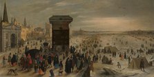 The Crane on the Antwerp Quay by the Frozen Scheldt, 1622. Creator: Sebastian Vrancx.