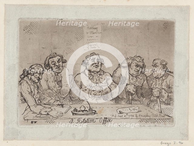A Rotation Office, [June 8, 1774] 1779 reissue (?)., [June 8, 1774] 1779 reissue (?). Creator: Thomas Rowlandson.