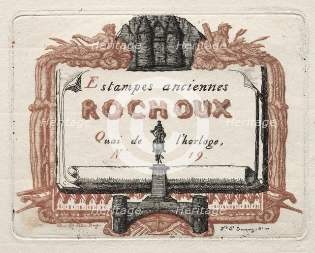The Address Card of Rochoux, a Printseller, c. 1856. Creator: Charles Meryon (French, 1821-1868).