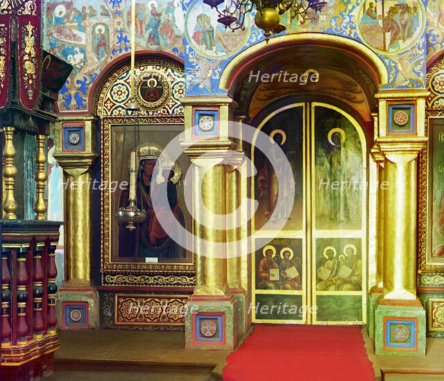 Iconostasis in the Church of John the Theologian, Rostov Velikii, 1911. Creator: Sergey Mikhaylovich Prokudin-Gorsky.