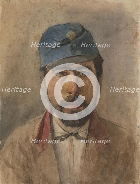 Portrait of a soldier in a blue cap, 1880-1910. Creator: Ladislav Mednyanszky.
